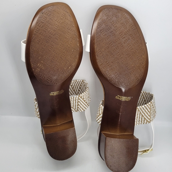 Italian Shoemakers Infamous White Brown Aztec Sandals Women’s 10 Low Heels NWOB - Picture 7 of 9